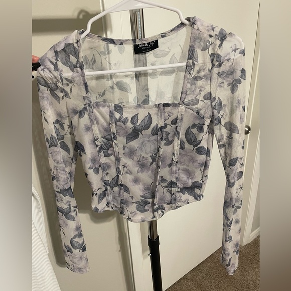 Fashion Nova Odette Mesh Top - Grey/Combo - Picture 2 of 4